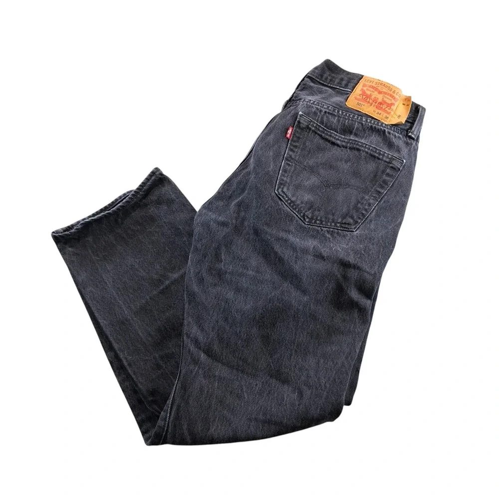 Levi's 501 Original Fit Jeans Mens 34x30 Black Straight Leg Button Fly